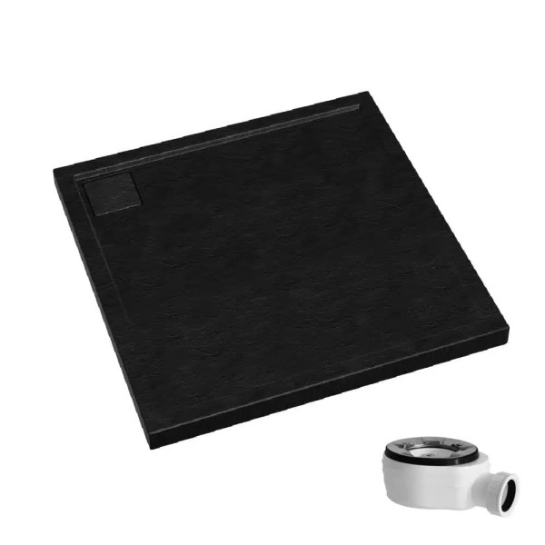 Schedpol Omega black stone brodzik kwadratowy 80x80cm