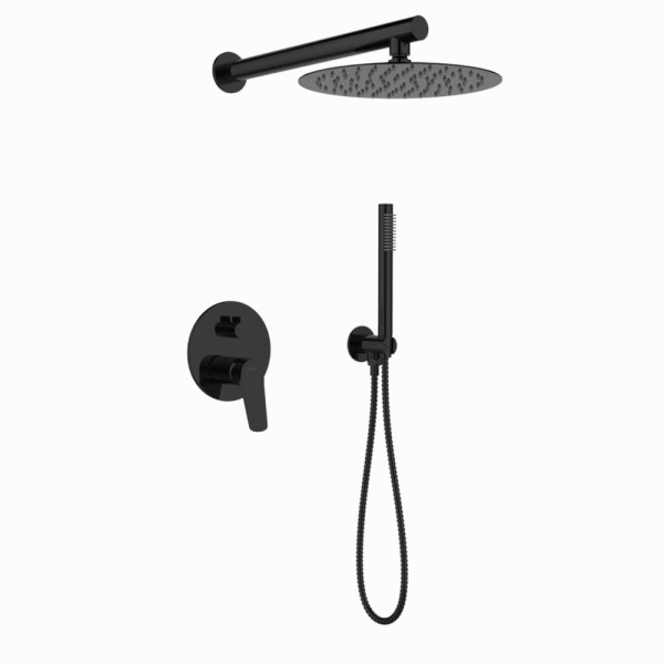 Invena Alonia deszczownia zestaw podtynkowy 2 funkcyjny czarny połysk