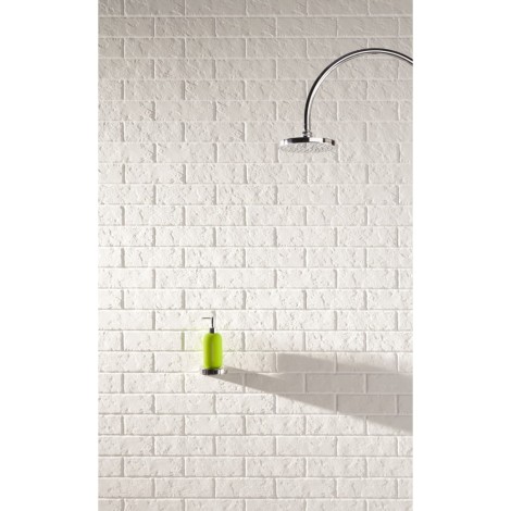 Tubądzin All In White white 6 struktura płytka ścienna 23,7x7,8 - aranżacja.