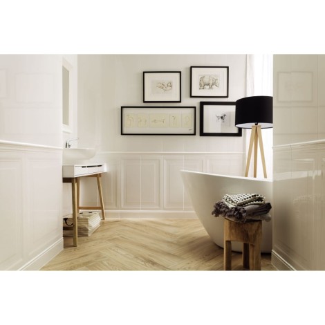 Tubądzin Royal Place płytka ścienna white 2 29,8x6,2 - aranżacja.