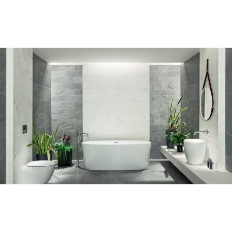 Tubądzin Organic Matt grey 1 struktura płytka ścienna 32,8x89,8 - aranżacja.