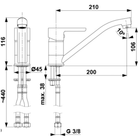 Kfa Sodalit bateria zlewozmywakowa stojąca obrotowa wylewka chrom
