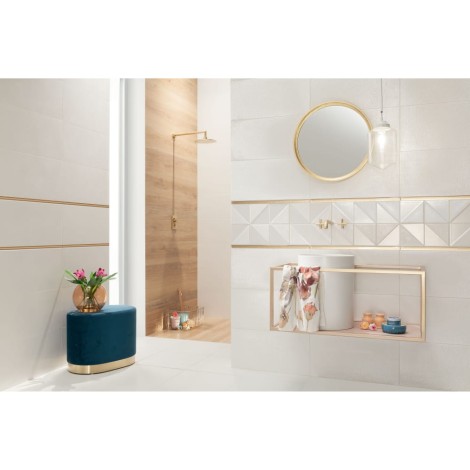 Tubądzin Reflection white struktura płytka ścienna 29,8x59,8 - aranżacja.