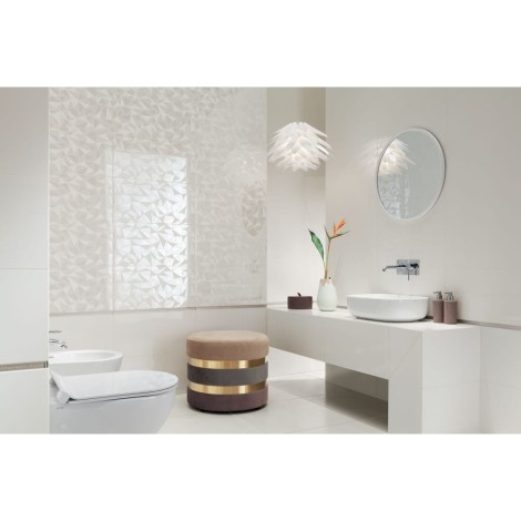 Tubądzin Modern Pearl white płytka ścienna 29,8x59,8 - aranżacja.