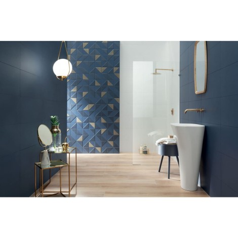 Tubądzin Reflection navy 2 inserto płytka ścienna 14,8x14,8 - aranżacja.