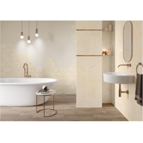 Paradyż Illusion beige struktura połysk płytka ścienna 30 x 60 cm - aranżacja.