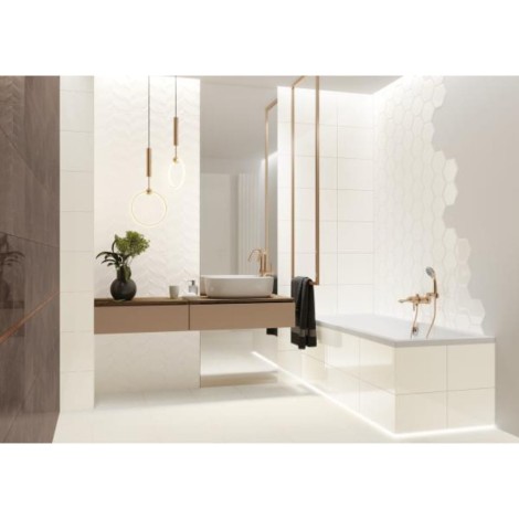 Paradyż Uniwersalny heksagon white struktura połysk płytka ścienna 19,8 x 17,1 cm - aranżacja.