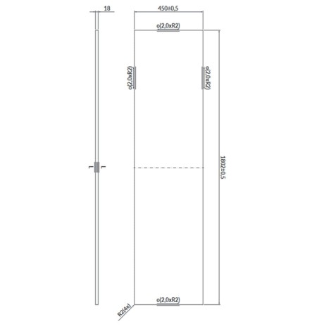 Cersanit Larga blat meblowy biały 180 cm - rysunek techniczny.