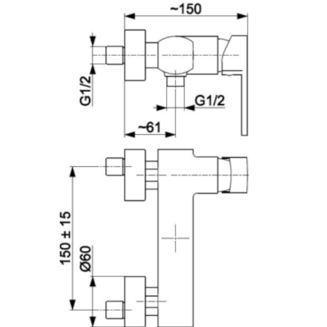 Kfa Korund bateria natryskowa ścienna chrom