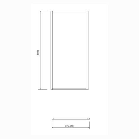 Cersanit Pivot kabina prysznicowa drzwi uchylne pojedyńcze 80 x 80 x 190 cm - rysunek techniczny.