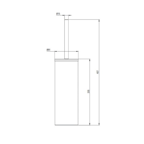 Deante Round szczotka wc wolnostojąca chrom - rysunek techniczny.