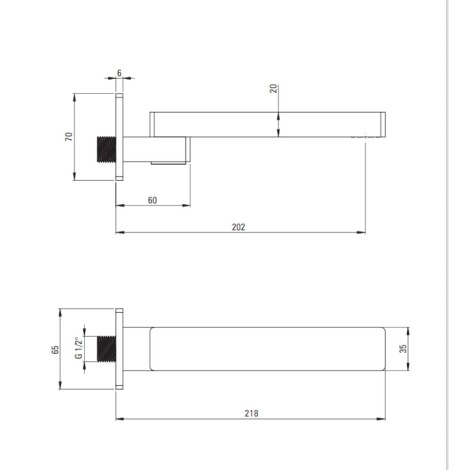 Deante Cascada wylewka wannowo-umywalkowa podtynkowa składana chrom - rysunek techniczny.