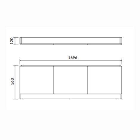 Cersanit Smart obudowa wanny meblowa front biały 170 cm - rysunek techniczny.
