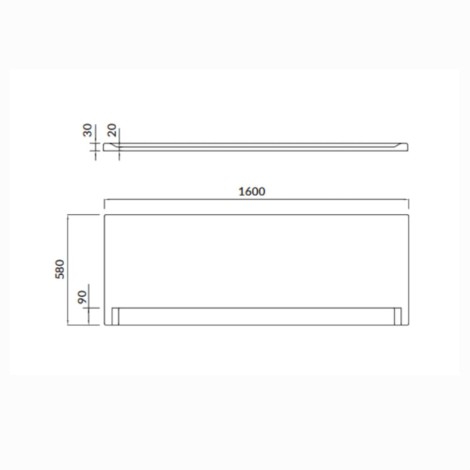 Cersanit Lorena obudowa wanny 160 cm - rysunek techniczny.