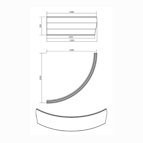 Cersanit Venus obudowa wanny 150 cm - rysunek techniczny.