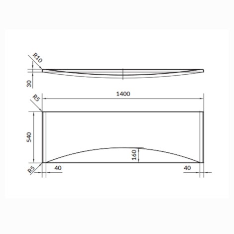 Cersanit Virgo obudowa wannowa 140 cm - rysunek techniczny.