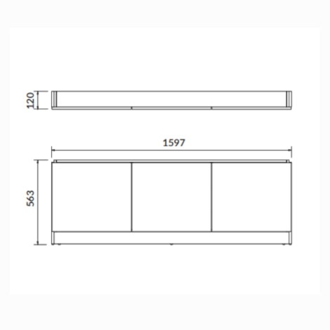 Cersanit Smart obudowa wanny meblowa front biały 160 cm - rysunek techniczny.