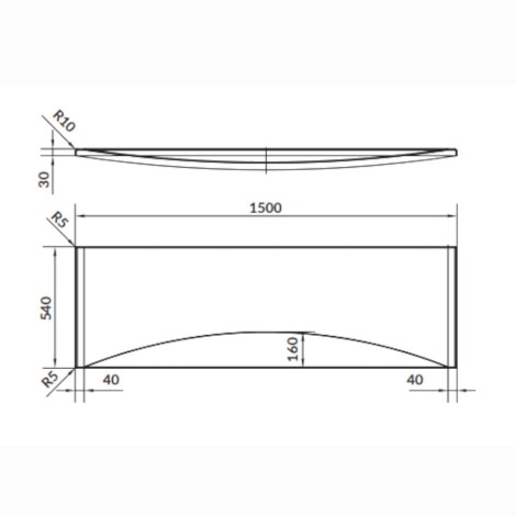Cersanit Virgo obudowa wanny 150 cm - rysunek techniczny.