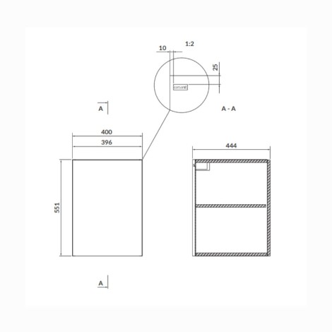 Cersanit Larga szafka modułowa 40 cm szara - rysunek techniczny.