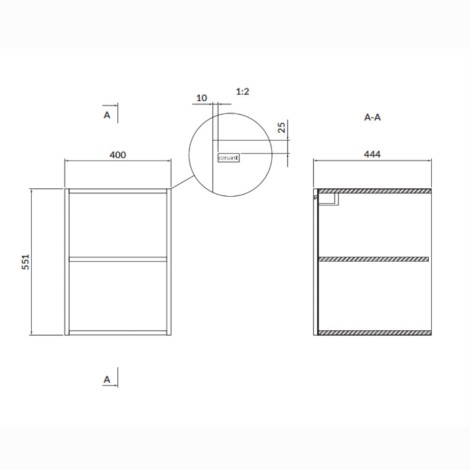 Cersanit Larga szafka modułowa 40 cm biała - rysunek techniczny.