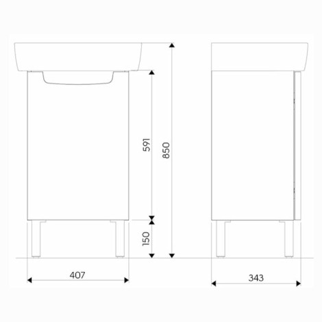 Koło Rekor szafka podumywalkowa wisząca biała 60 cm - rysunek techniczny.