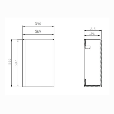 Cersanit Moduo szafka podumywalkowa 40 cm szara - rysunek techniczny.