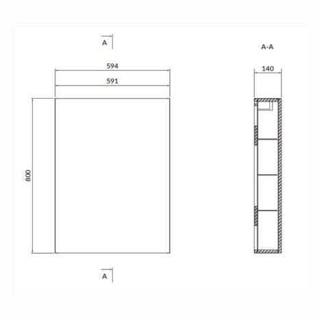 Cersanit Larga szafka wisząca 60 cm biała - rysunek techniczny.