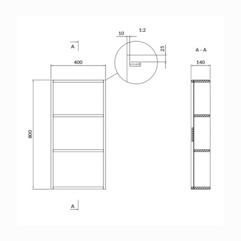 Cersanit Larga szafka moduowa 40 cm biała - rysunek techniczny.