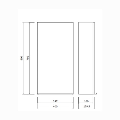 Cersanit Virgo szafka 40 cm szara z ucheytem czarnym - rysunek techniczny.