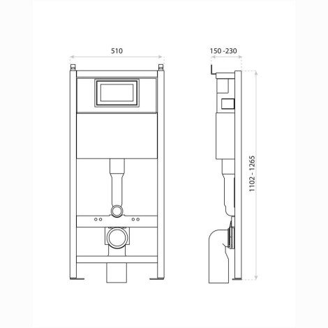 Lavita stelaż do miski WC 50 cm - rysunek techniczny.