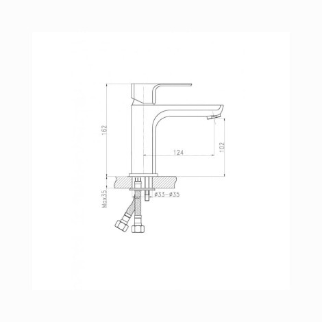 Invena Nyks bateria umywalkowa chrom - rysunek techniczny.