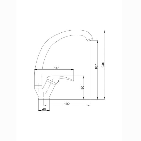 Hydoland Jowisz bateria zlewozmywakowa skośna chrom - rysunek techniczny.