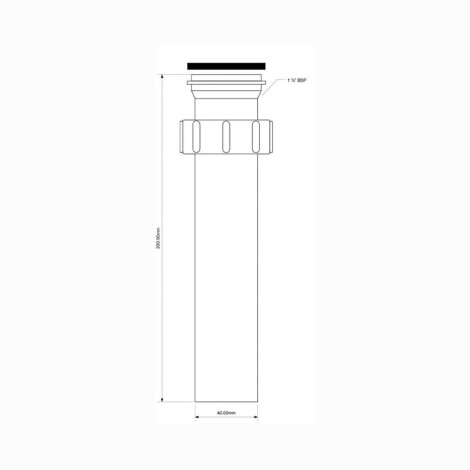 McAlpine przedłużka pionowa do syfonu zlewozmywakowego 30cm - rysunek techniczny.