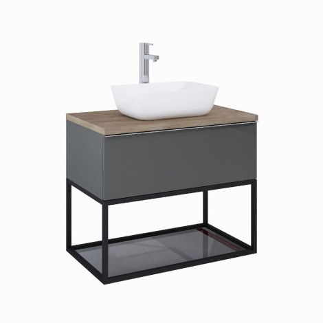 Elita stelaż podszafkowy 80 cm black mat z półką szklaną.