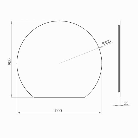 Elita Round Cut lustro led 100 cm - rysunek techniczny.