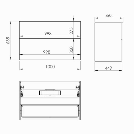 Elita Look szafka podumywalkowa 100 cm forest green mat - rysunek techniczny.