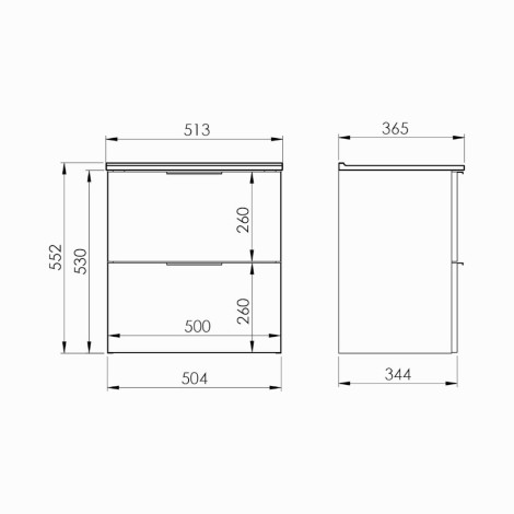Elita Street Plus szafka z umywalką 50 cm anthracite - rysunek techniczny.