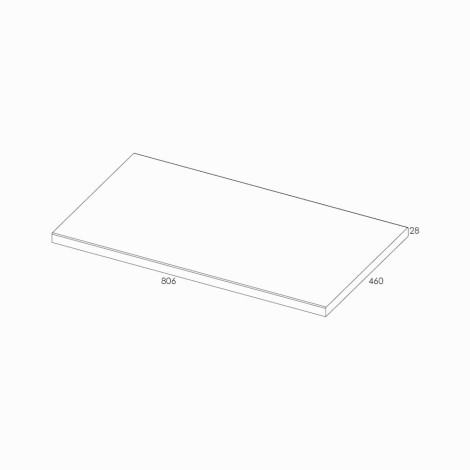 Elita blat meblowy 80 x 46 x 2,8 cm dąb classic - rysunek techniczny.