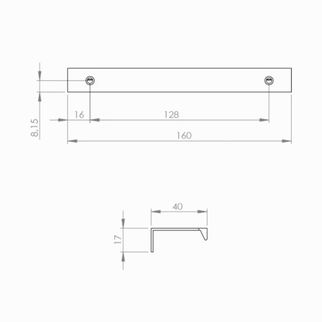 Elita Street Plus uchwyt black mat - rysunek techniczny.