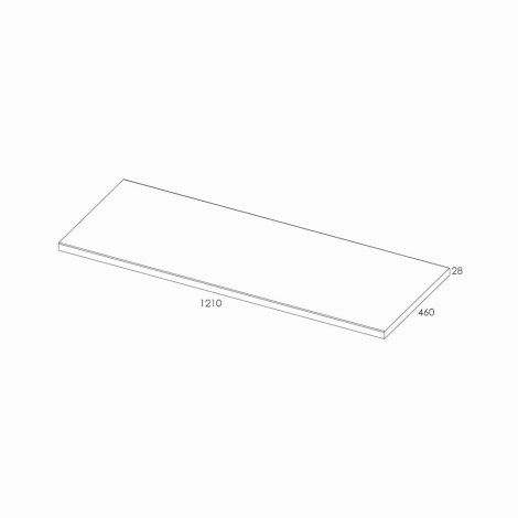 Elita blat meblowy 120 x 46 x 2,8 cm biały - rysunek techniczny.
