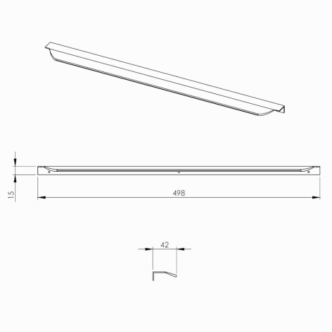 Elita Lofty uchwyt 50 cm chrom - rysunek techniczny.