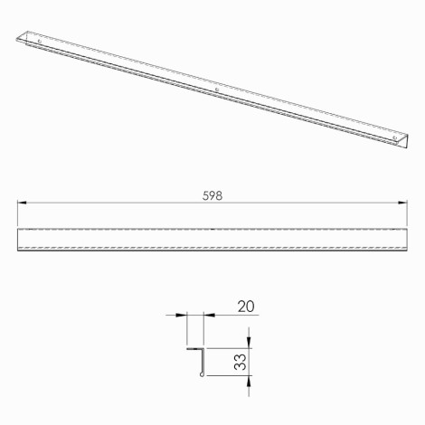 Elita Look uchwyt 60 cm gold - rysunek techniczny.