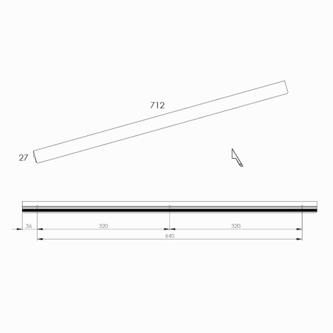 Elita Moody uchwyt 70 cm gold - rysunek techniczny.