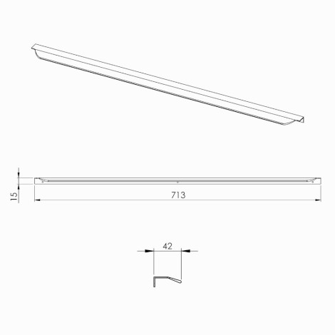 Elita Loft uchwyt 70 cm gold - rysunek techniczny.