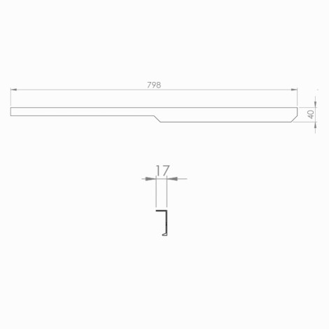 Elita Soho uchwyt 80 cm gold - rysunek techniczny.