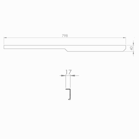 Elita Soho uchwyt 80 cm chrom - rysunek techniczny.