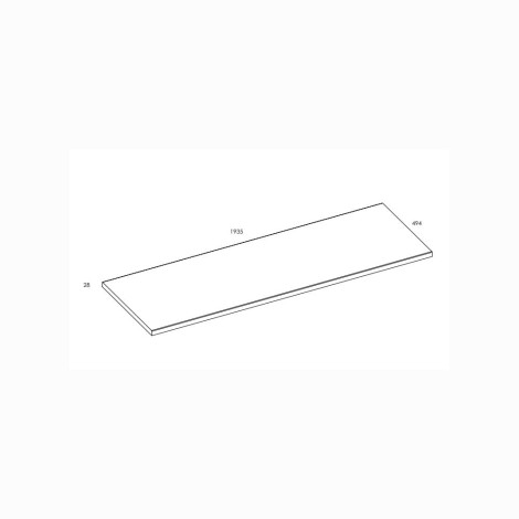 Elita blat meblowy 190x49,4x2,8 cm dąb classic - rysunek techniczny.
