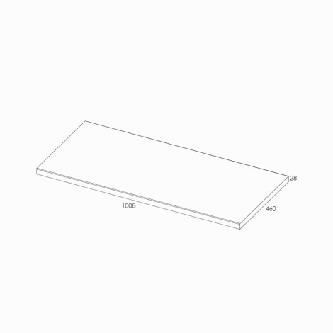 Elita blat meblowy 100x46x2,8 cm dąb classic - rysunek techniczny.