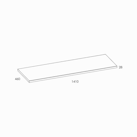 Elita blat meblowy 140x46x2,8 dąb classic - rysunek techniczny.