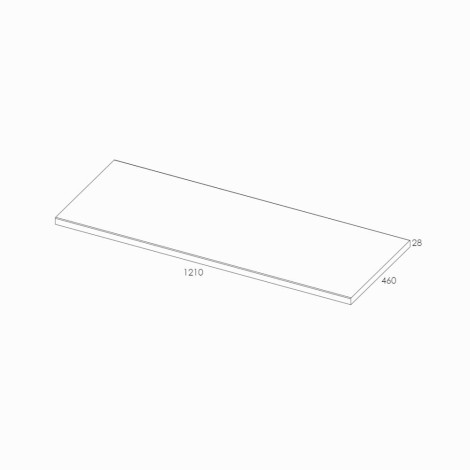 Elita blat meblowy 120x46x2,8 cm dąb classic - rysunek techniczny.